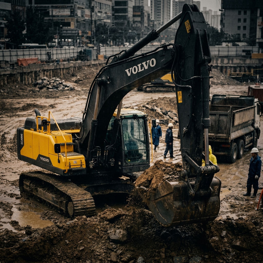 Production line assembling heavy machinery undercarriage components